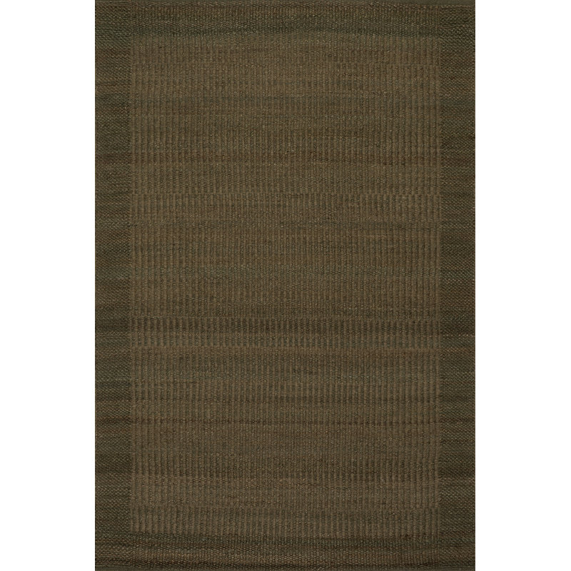 Nadira Striped Moroccan Jute Area Rug, Rectangle 9'6" x 13'6", Green