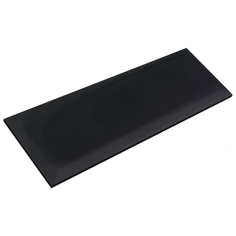 Santorini Loft 4" x 12" Beveled Ceramic Subway Tile, Loft Nero