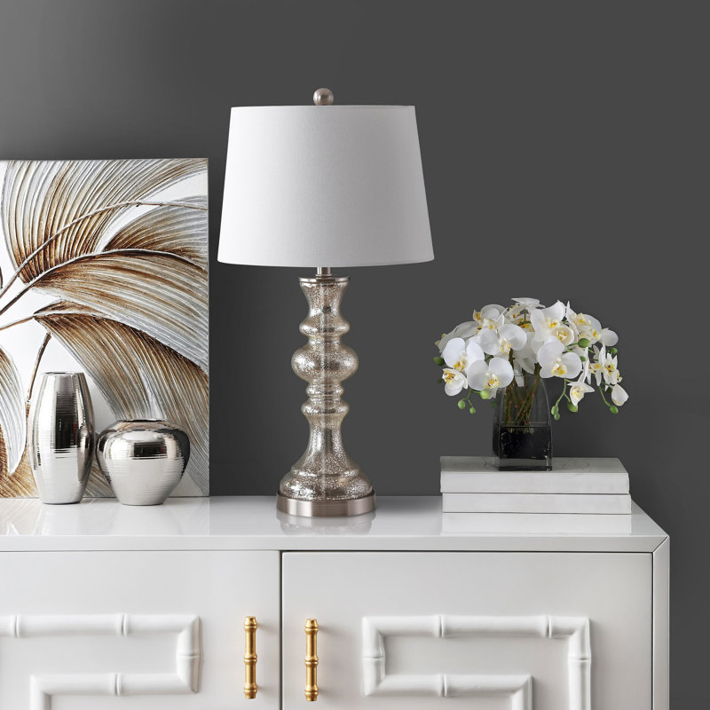 Lemasters Table Lamp, Silver/Ivory