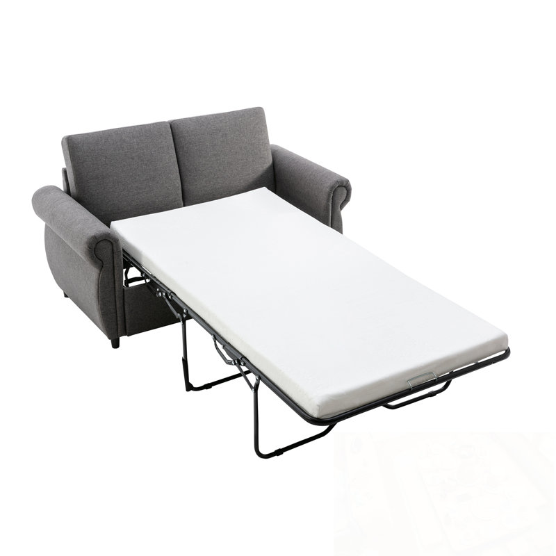 Canapé-lit escamotable avec deux ports USB, Gris