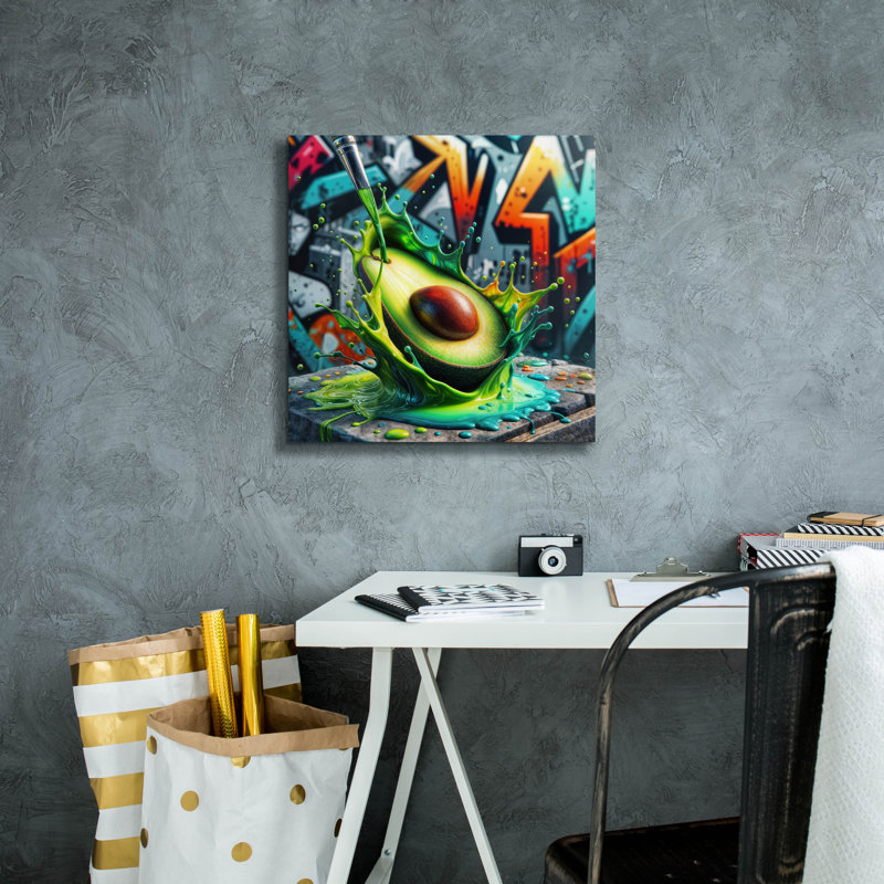  «Avocado Paint» par Rey Klimt, art mural sur toile, H 18 po x l 18 po x P 0,75 po