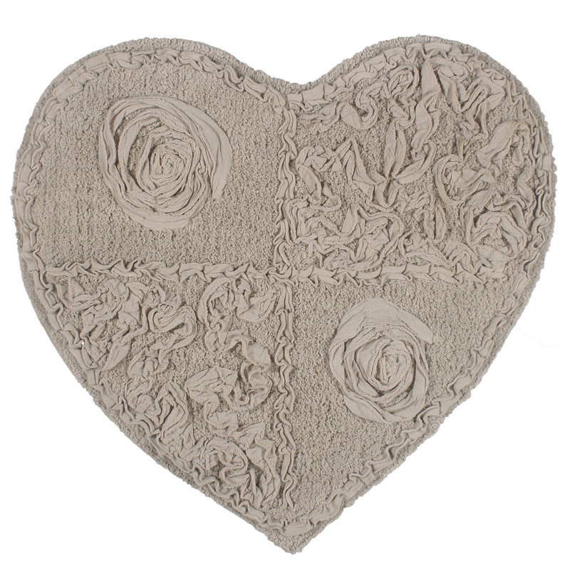 Schoenberger Heart Shape Bath Rug 25"x25", Linen