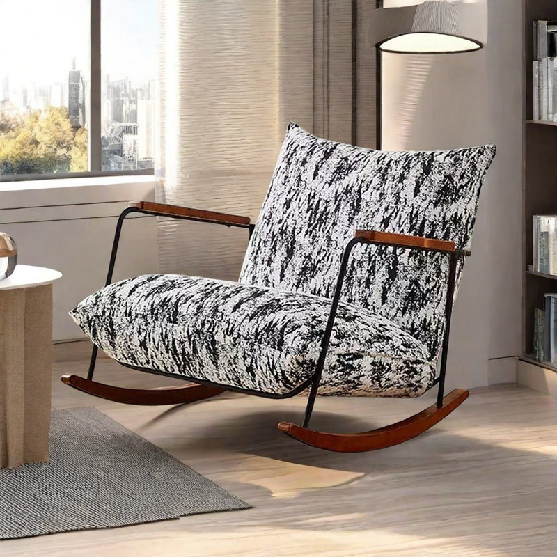 Chaise berçante simple à encre de style rétro décontracté, Noir / blanc