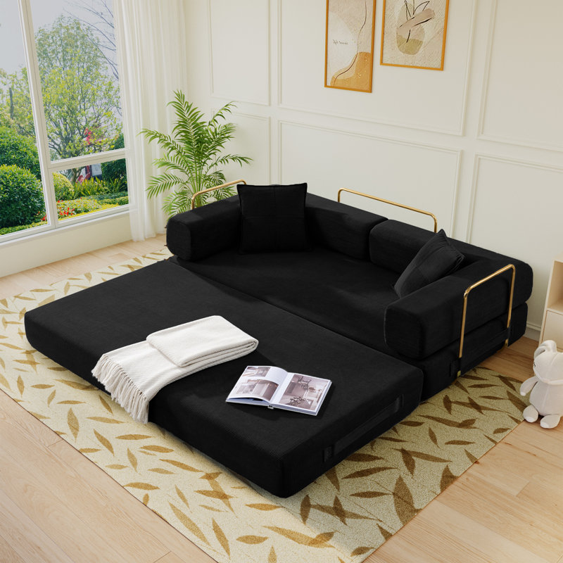 78-Inch King-Size Convertible Sleeper Sofa Bed with No Assembly, Hybrid Mattress Couch