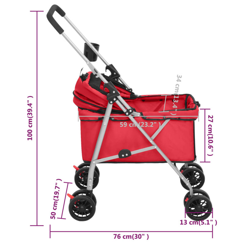 Dawnview Foldable Pet Stroller, Red