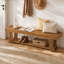 Upholstered Bench with Shelves