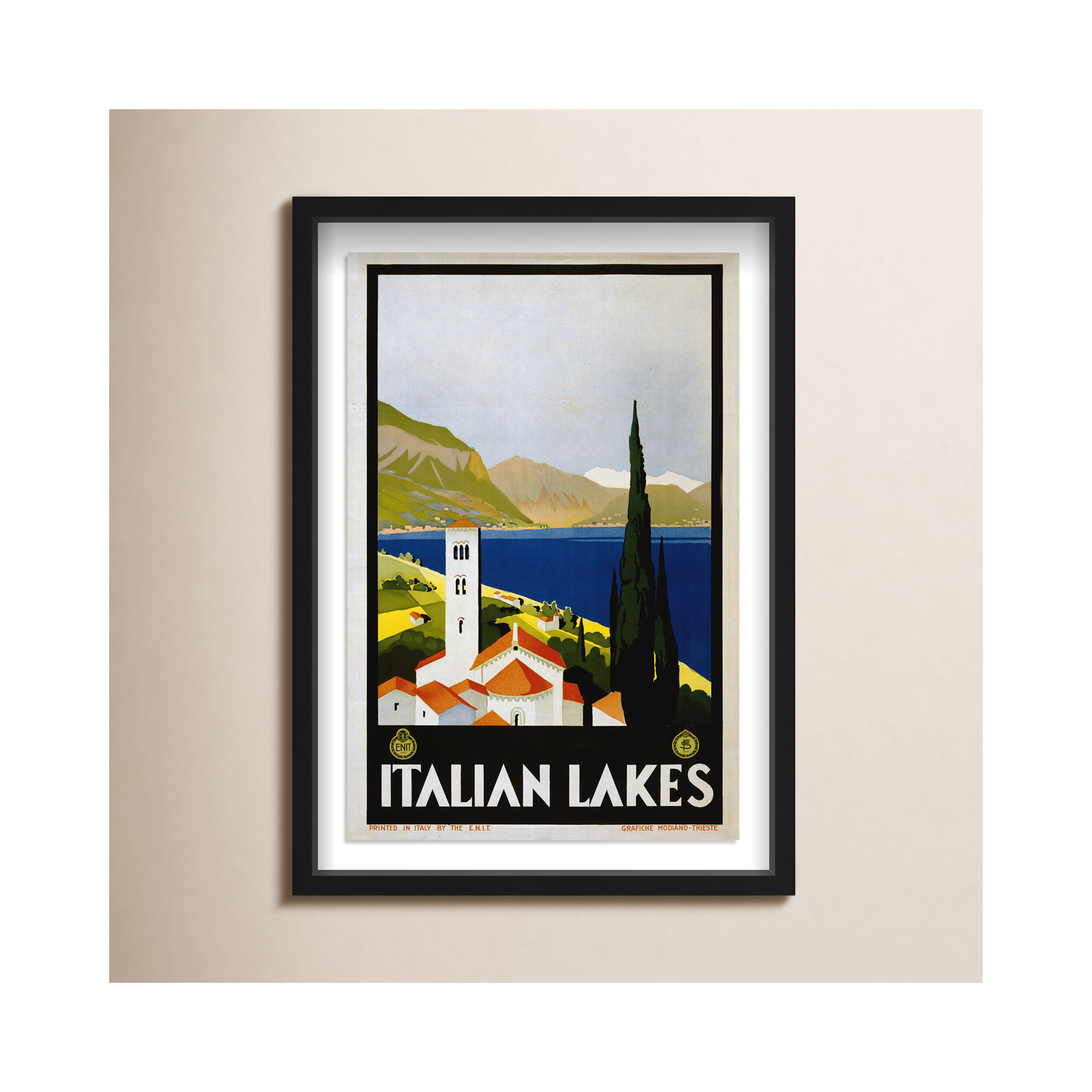 Italy, 31" H x 21" W x 1" D, Black Framed