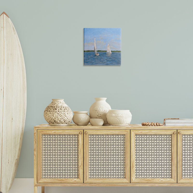 Art mural sur toile Twin Summer Sail Boat, design par Tim Coffey, H 17 po x l 17 po