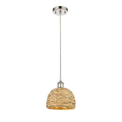 Luminaire suspendu en corde de rotin tissé 1 lumière Malaga