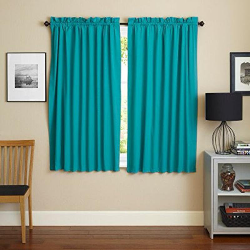 Aqua Blue/Berry Berry Reversible Cotton Blend Blackout Curtain Panels