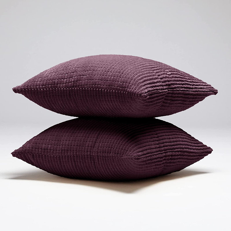 Dark Purple Corduroy 18" x 18" Euro Pillow Covers Set