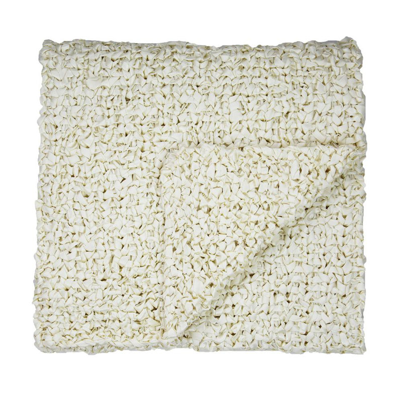 Ribbon Knit Throw Blanket, Cream