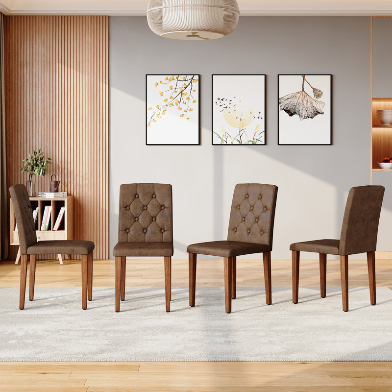 Chaises de salle à manger ergonomiques à technologie brune, confort moderne avec pieds en métal noyer
