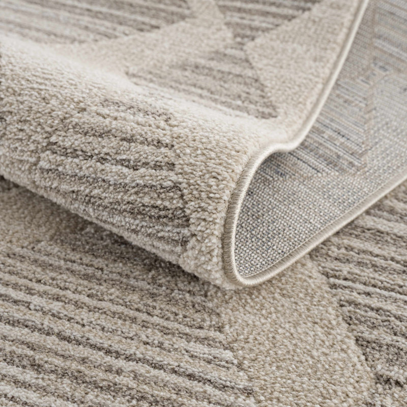 Tapis beige à motif géométrique Bunns, Tapis de couloir 2 pi 7 po x 7 pi 3 po