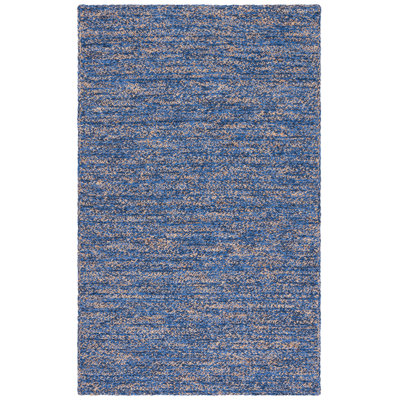 Jarielis Natural Fiber Hand Loomed Wool/Jute Rug in Blue/Natural