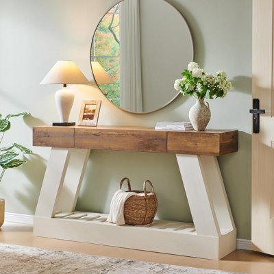 Farmhouse Entrance Table With Drawers