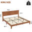 Base de lit plateforme en bois avec tête de lit en V, support en lattes de bois, sommier anti-bruit-129445148