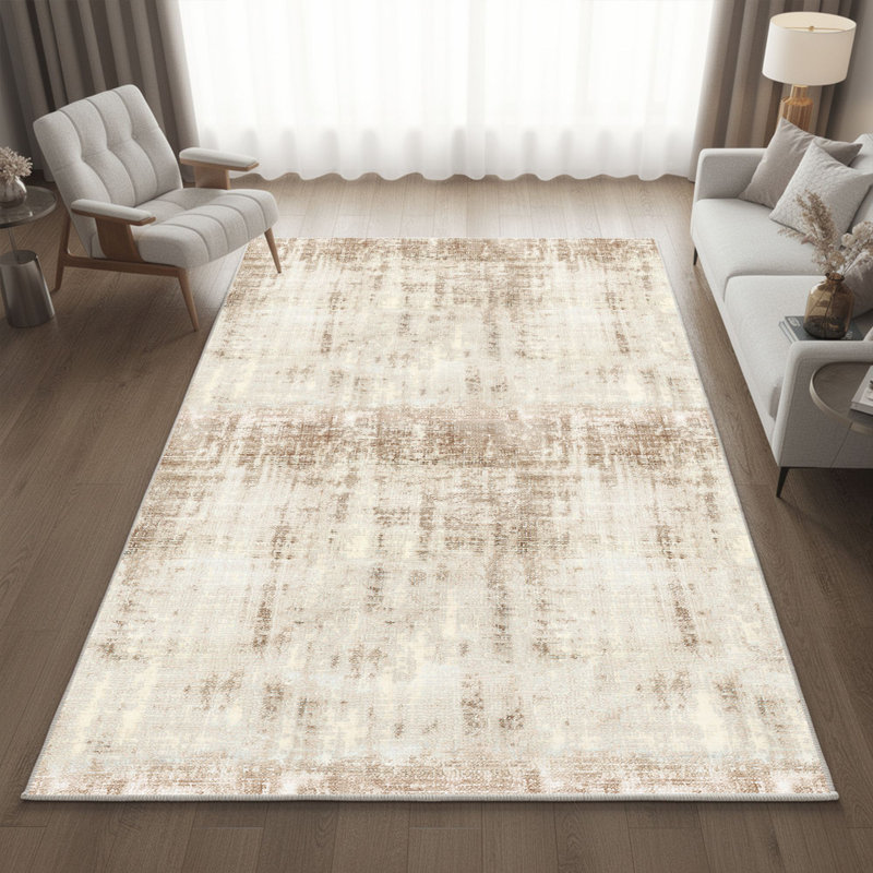 Luxurious Woven Area Rug, 5.9 x 9.2 ft, 100% Polyester, Antibacterial | Non-Slip PVC Felt Dot Underside, 0.3 in Pile Height | Machine Washable, 3D Digital Print, Perfect for Living Room & Bedroom Décor