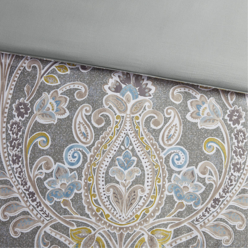 Ensemble d'édredon en coton 6 pièces gris, Full Comforter + 5 Additional Pieces