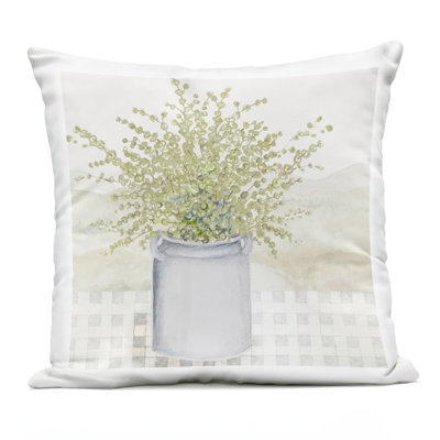 Coussin d'extérieur à motif de carreaux de jardin imprimé par Janice Gaynor, 18 x 7 x 18