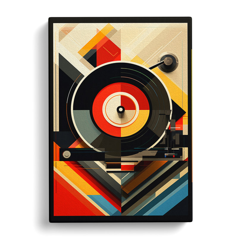 Record Player Geometric - Wrapped Canvas Print, 50cm H x 35cm W x 3cm D