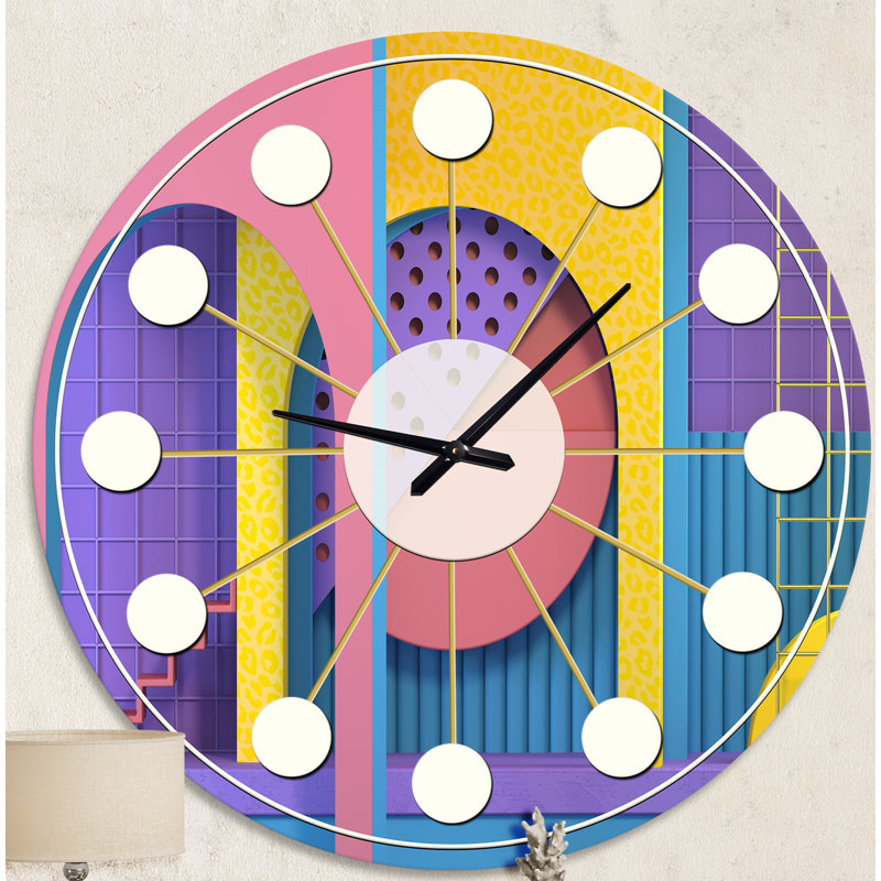 Abstrait architecture géométrique rétro - horloge murale moderne Mid-Century, Moyenne