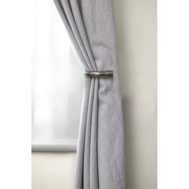 Full Stop Chrome Stainless Steel 20cm Curtain Holdback, Black Silk