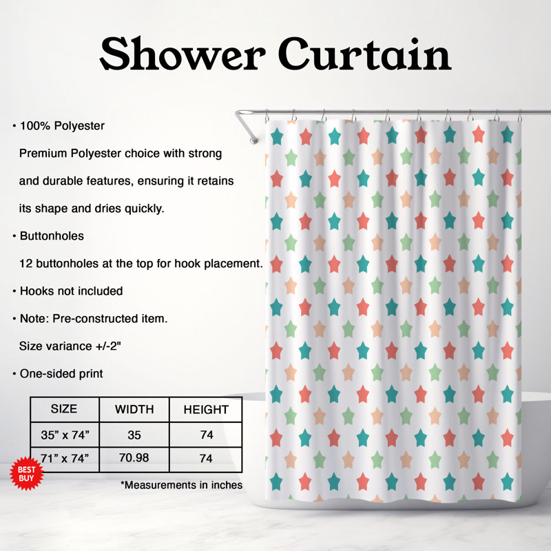 Rideau de douche Coral Verdant - Premium, H 74 po x l 35 po
