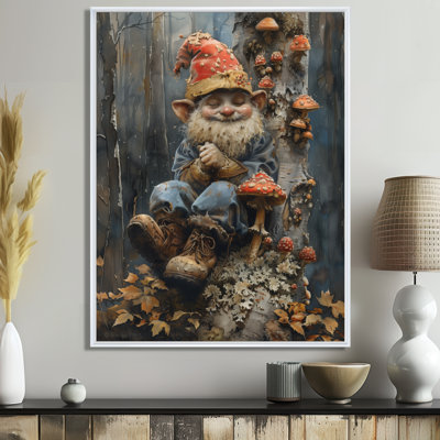 Red Blue Autumn Fungal Fellowship Gnome - Gnome Wall Decor