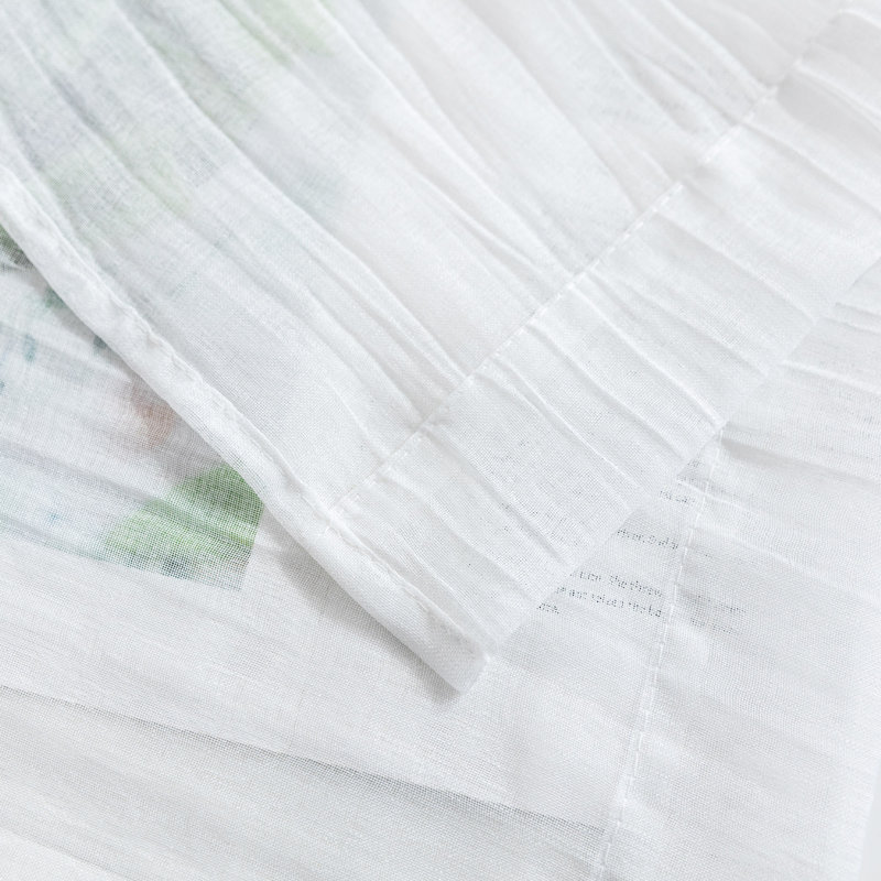 Crinkle Rod Pocket Sheer Curtain Pair, White, 50" W x 96" L