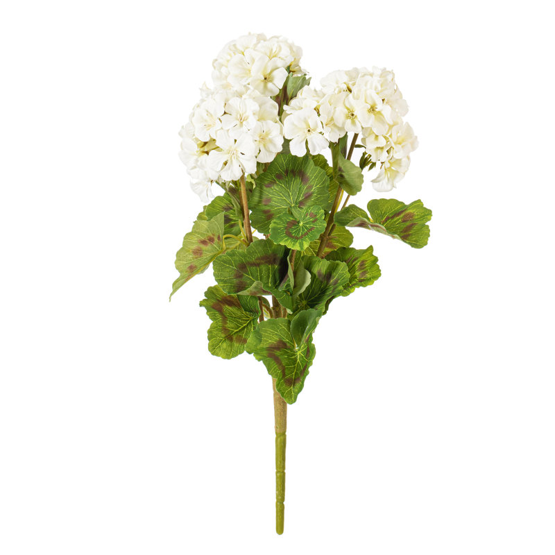 Buisson de géranium artificiel 18 po Kimberlee, Blanc