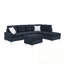 Canapé modulaire avec repose-pieds avec rangement, pieds en métal et deux coussins-438193235