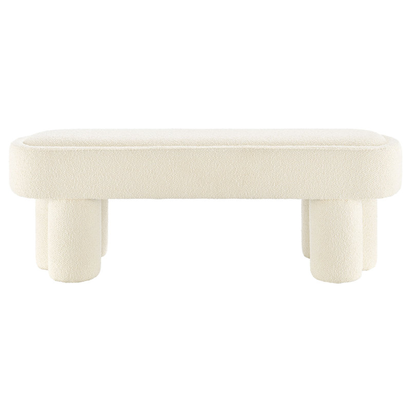 Banc ovale en tissu 52 po Mossi, Crème