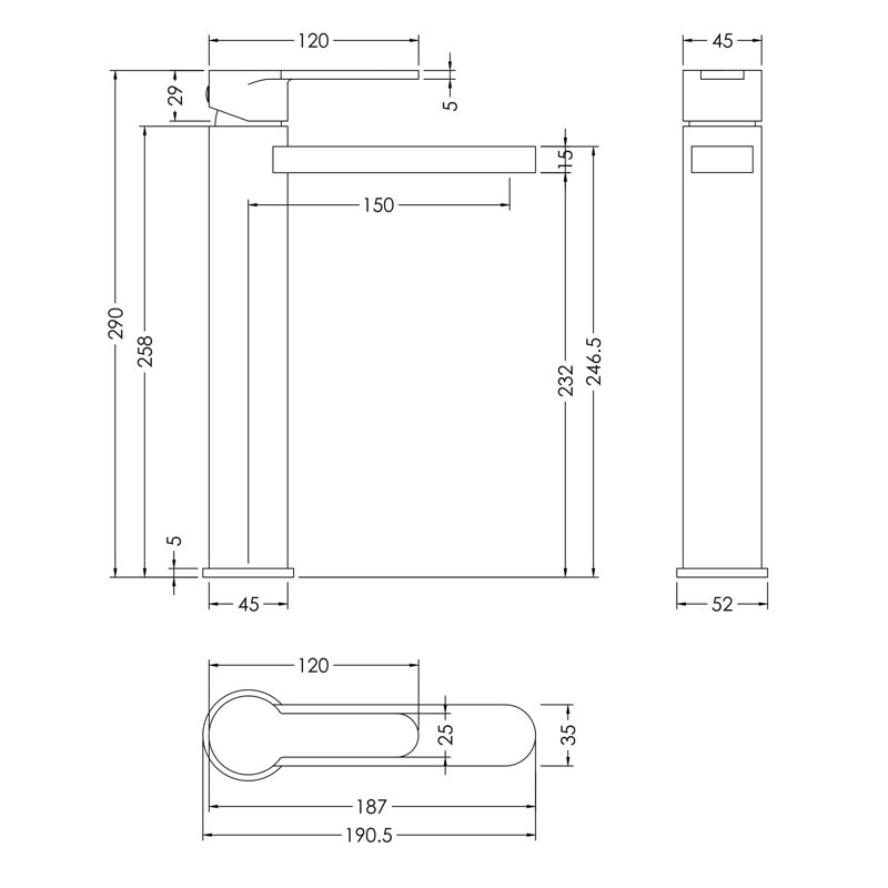 Windon High-Rise Mono Pillar Tap