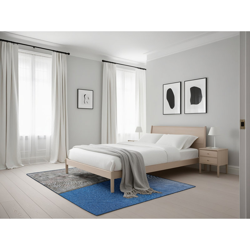 Tapis gris/bleu à motifs Netherby, Rectangle 5 pi x 7 pi