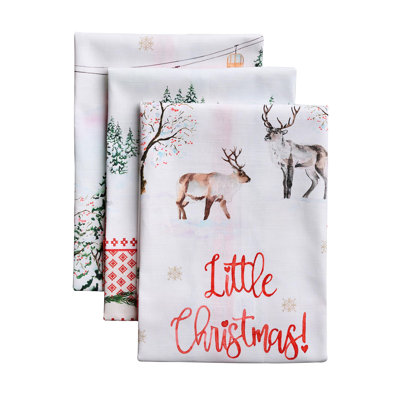 Maison d'Hermine Rural Christmas Ensemble de 3 torchons de cuisine 100 % coton - 51 x 70 cm