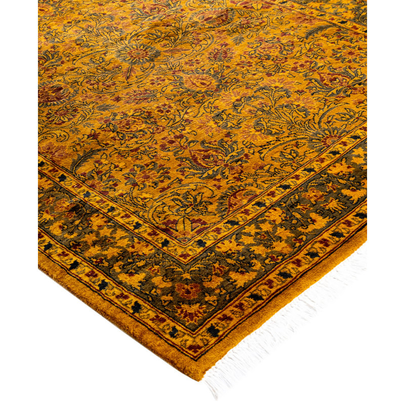 Overdyed Hand-Knotted Wool Modern-Contemporary Gold Area Rug 3' 2" x 5' 1"
