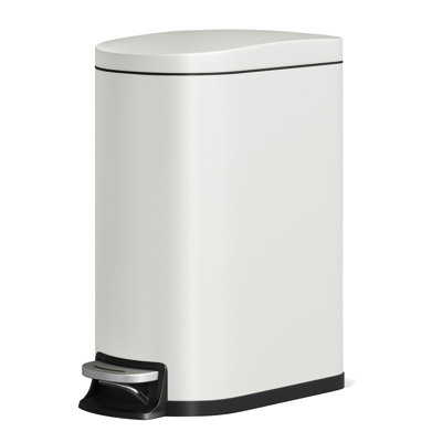 Poubelle de cuisine 13 gallons / 50 L en métal avec couvercle, poubelle mince antirouille, grande poubelle à pédale avec seau intérieur, poignée arrière, couvercle à fermeture douce, blanc