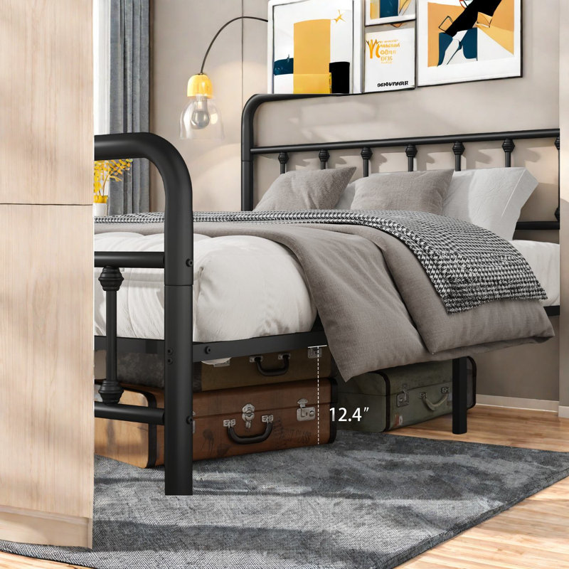 Lits en métal noir peu encombrants avec rangement, style moderne pour la maison