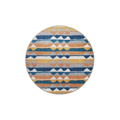 Multi Color Striped Geometric Fringed Modern Decorative Machine Washable Area Rug