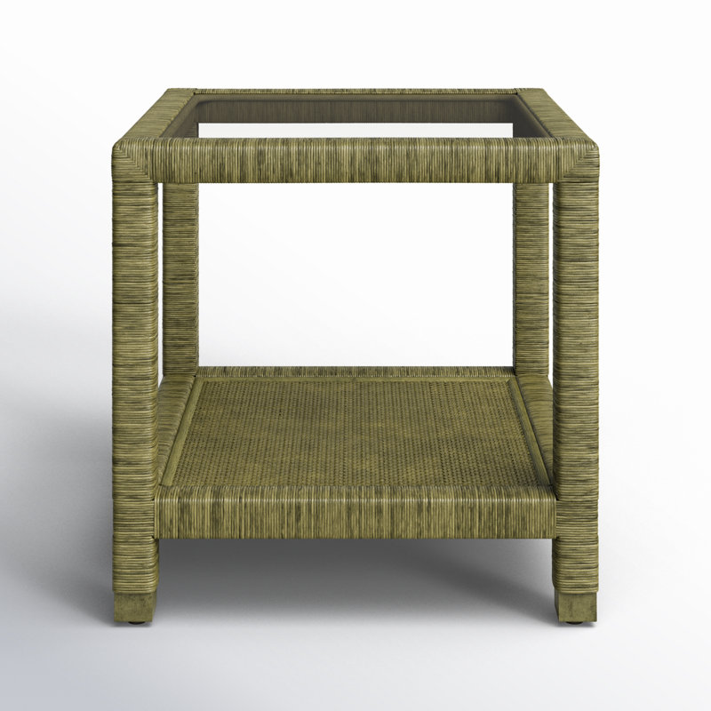Pine Isle Glass End Table, Brass