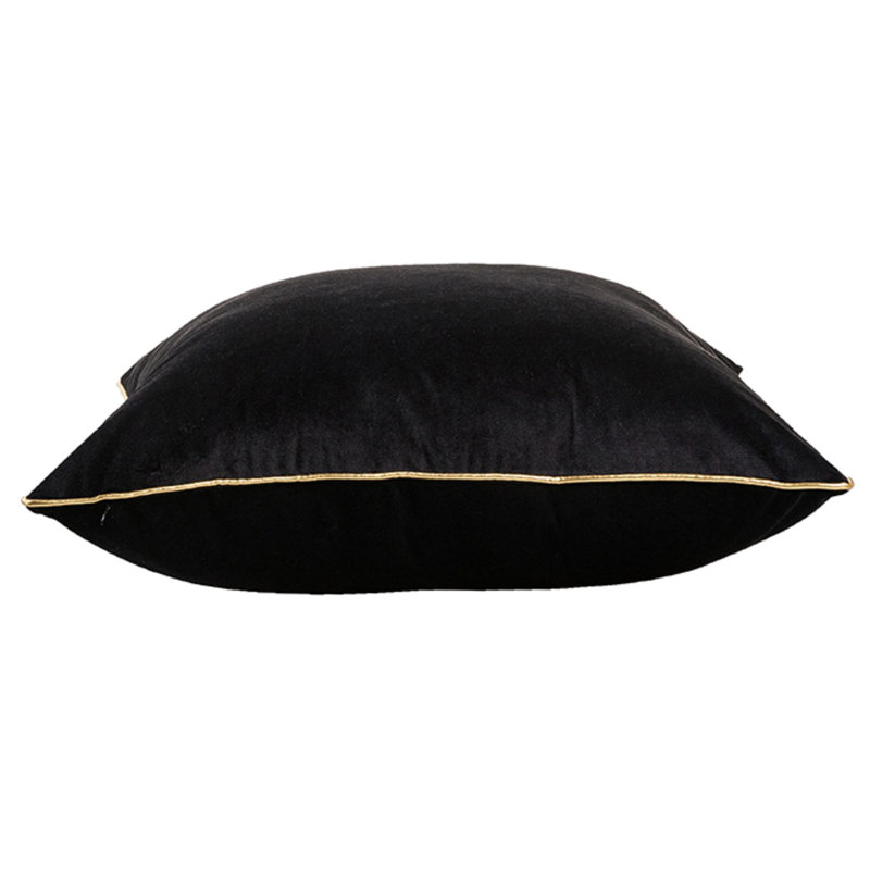 Noah Velvet Square Pillow Cover & Insert, Black/Gold