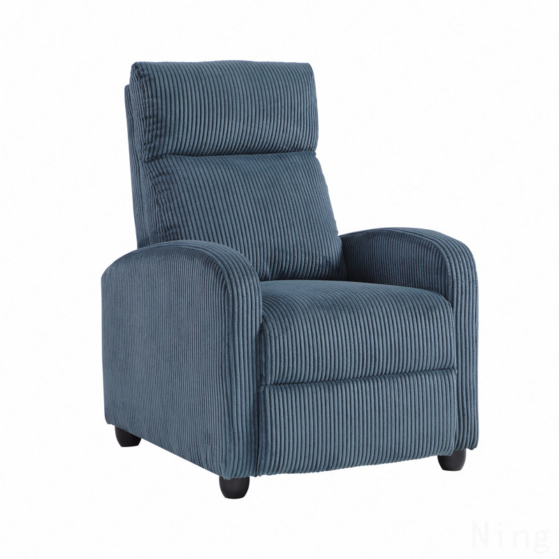 Fauteuil inclinable moderne en velours côtelé bleu doux - structure en bois massif, meubles de salon, Bleu