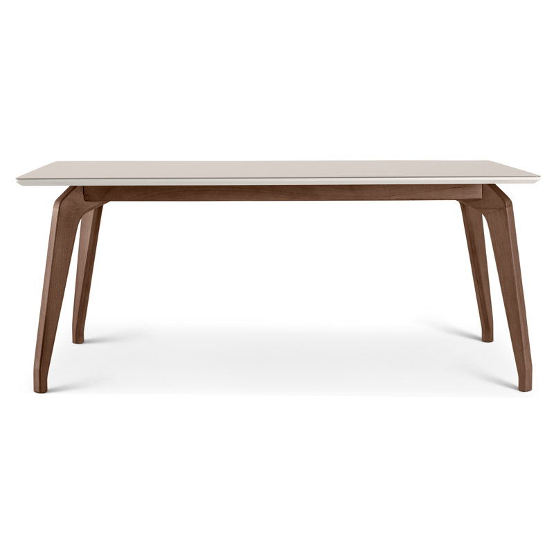 Modern Brazilian Glass Dining Table, 29.5" H x 70.75" L x 39.25" W, Off White