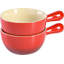 Ensemble de bols à soupe 2 pièces en grès 22 oz avec poignée, rouge dégradé, allant au four