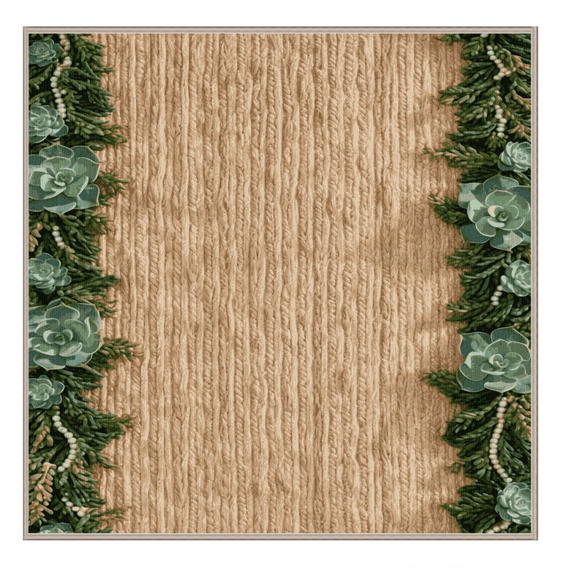 Tapis botanique brun lavable à la machine, Carré 4 pi