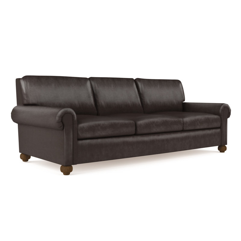 Canapé Leroy, H 36 po x l 84 po x P 49 po, Cuir rétro chocolat, Naturel