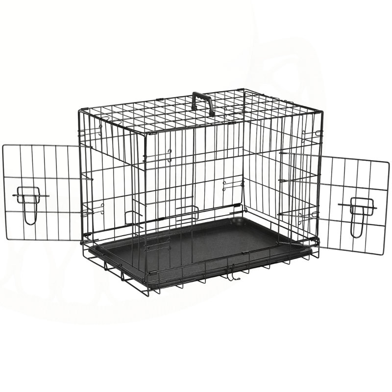 Versatile Folding Metal Dog Crate with Divider and Leak-Proof Tray for Indoor Use, 28.7" H x 42.1" W x 26.7" D