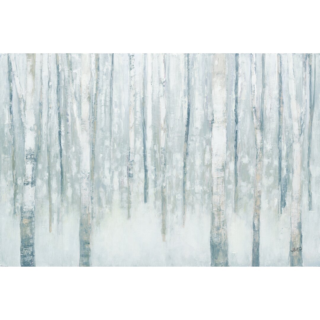 Leinwandbild Birches in Winter Blue Grey von Julia Purinton