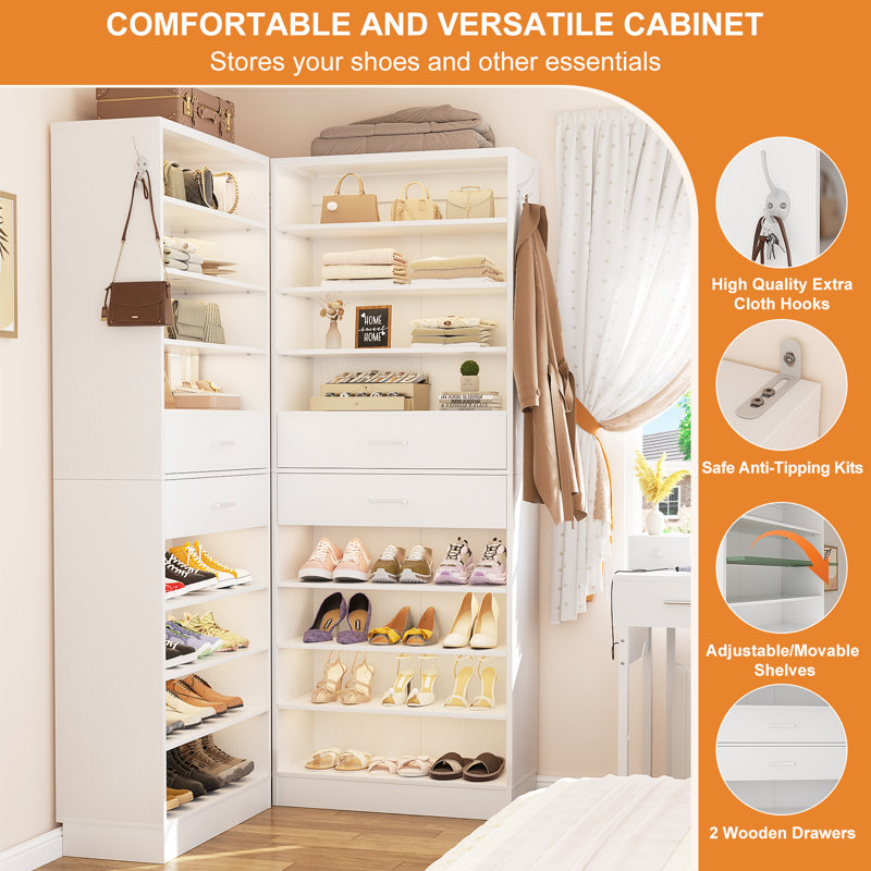 52" W Closet System With 4 Drawers, White